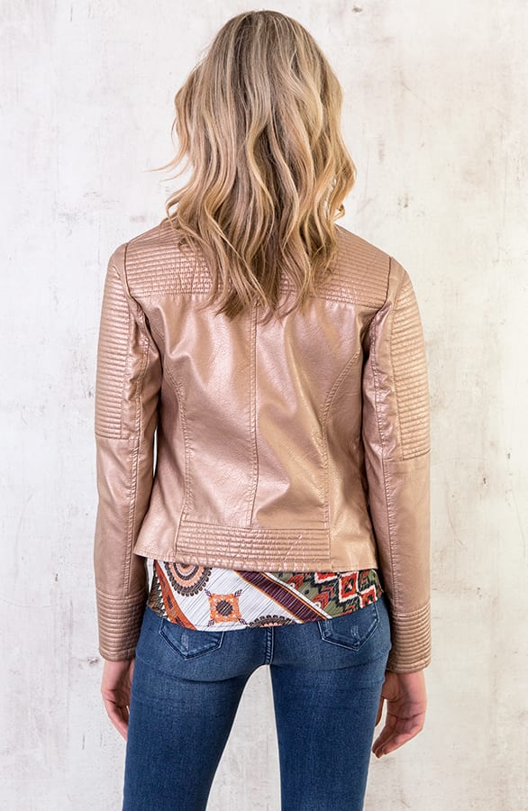 Metallic Biker Jacket Brons – shoparchief, foto 5