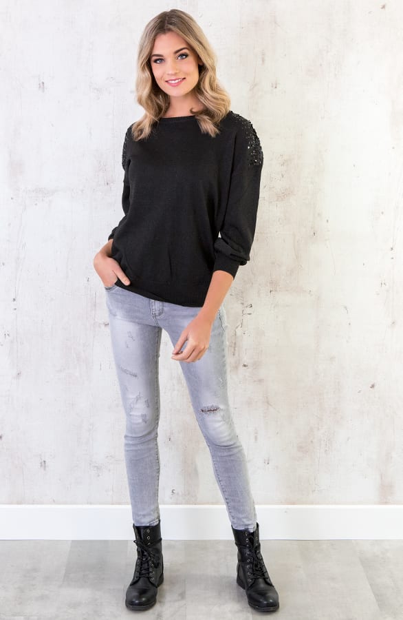 Pailletten Trui Metallic Zwart – shoparchief, foto 3