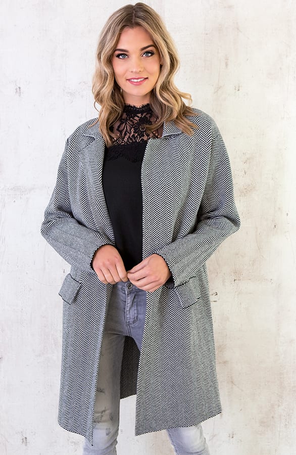 Stoffen Blazer Zigzag Zwart – shoparchief, foto 2