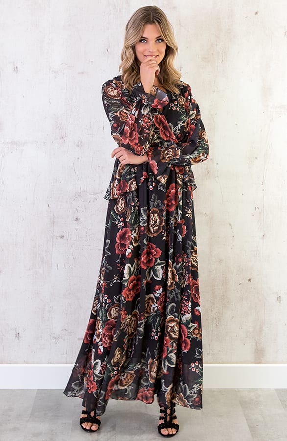 Luxury Bloemen Jurk Zwart – shoparchief, foto 3