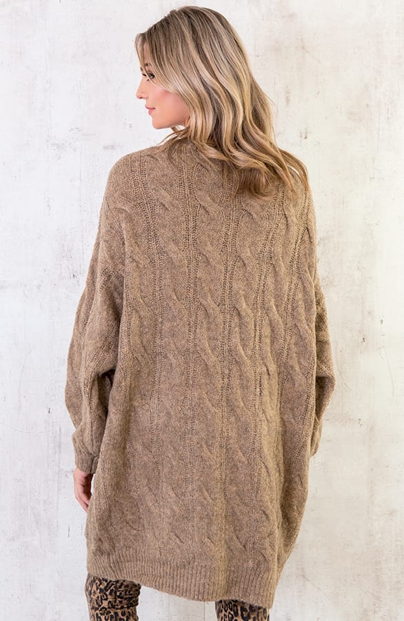 Oversized Kabel Vest Taupe – shoparchief, foto 7
