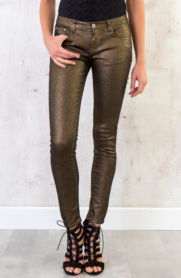 Metallic Coating Jeans Goud – shoparchief, foto 2