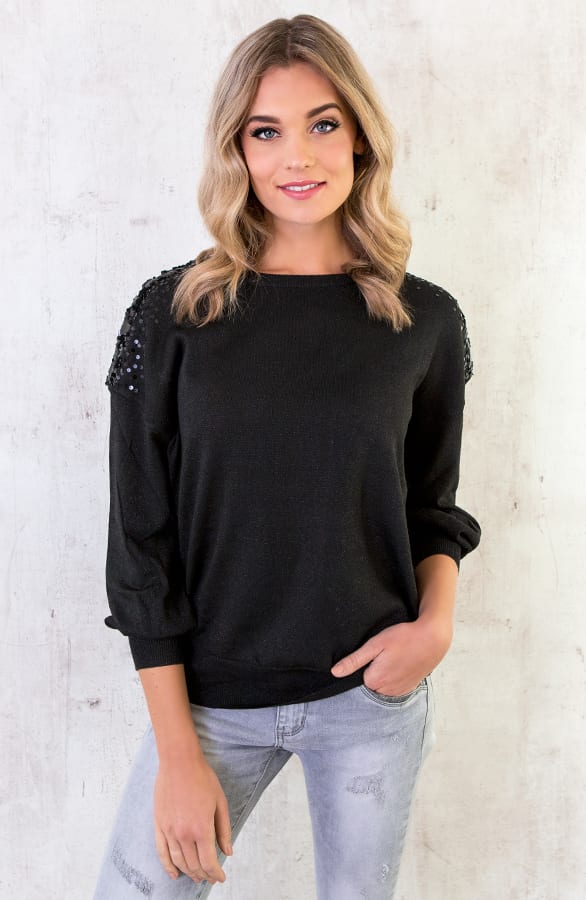 Pailletten Trui Metallic Zwart – shoparchief, foto 4