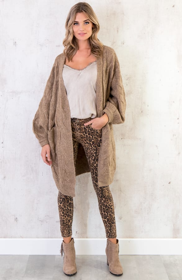 Oversized Kabel Vest Taupe – shoparchief, foto 4