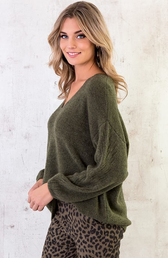 Soft V Trui Wanted Legergroen – shoparchief, foto 3