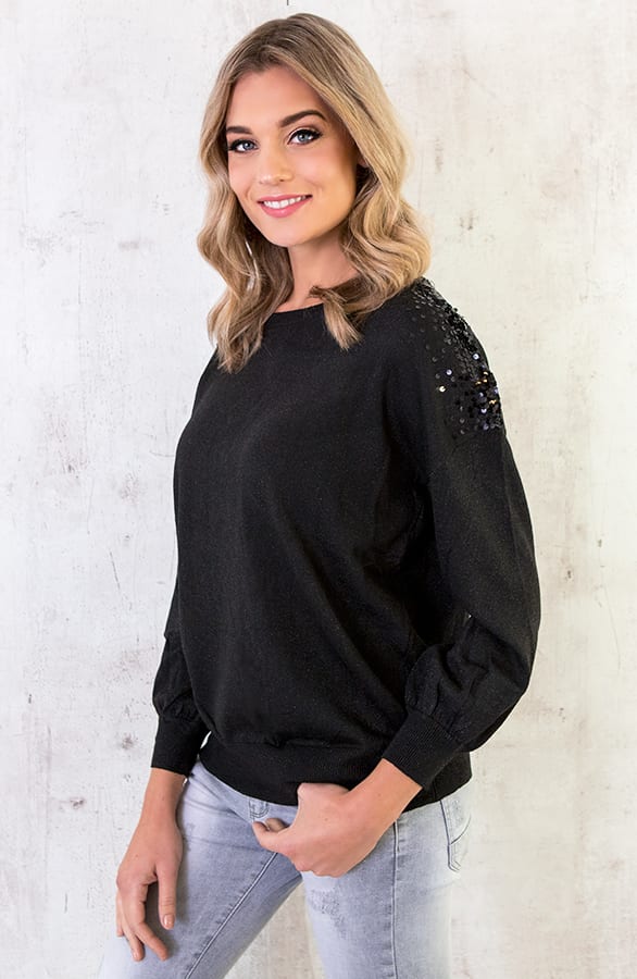 Pailletten Trui Metallic Zwart – shoparchief, foto 2
