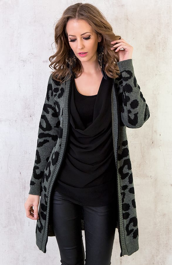 Gebreid Panter Vest Legergroen – shoparchief, foto 4