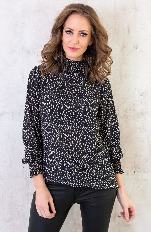 Print Col Blouse Zwart – shoparchief, foto 2