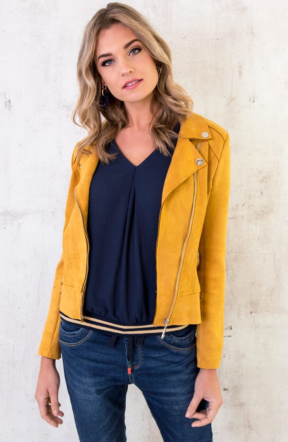 Biker Jacket Suede Okergeel – shoparchief, foto 2
