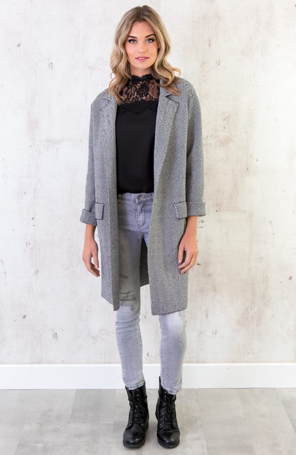 Stoffen Blazer Zigzag Zwart – shoparchief, foto 4