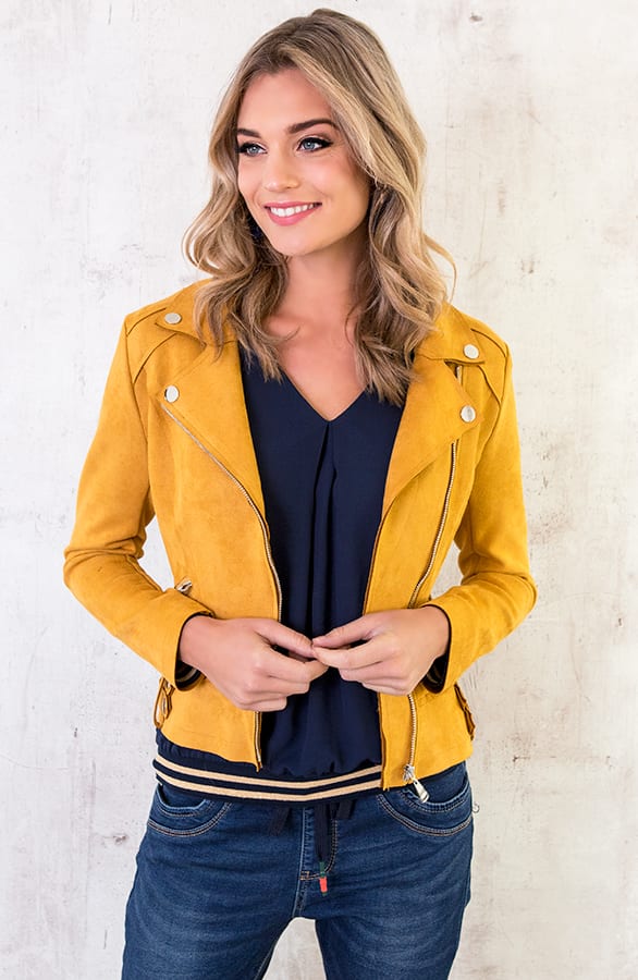 Biker Jacket Suede Okergeel – shoparchief, foto 5