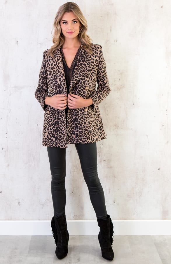 Suede Panterprint Blazer Taupe – shoparchief, foto 2