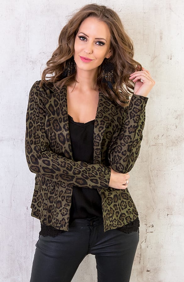 Suede Panter Blazer Legergroen – shoparchief, foto 2