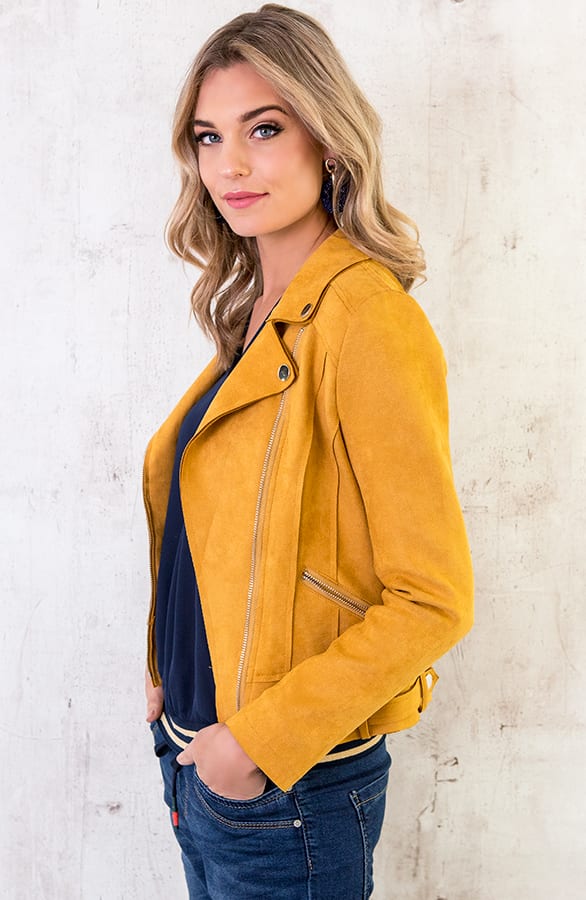 Biker Jacket Suede Okergeel – shoparchief, foto 3
