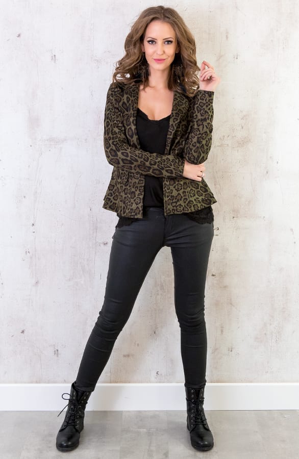 Suede Panter Blazer Legergroen – shoparchief, foto 7