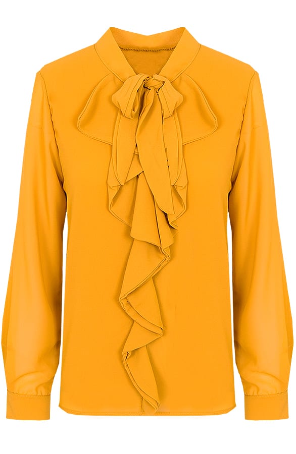 Ruches Strik Blouse Okergeel – shoparchief, foto 1