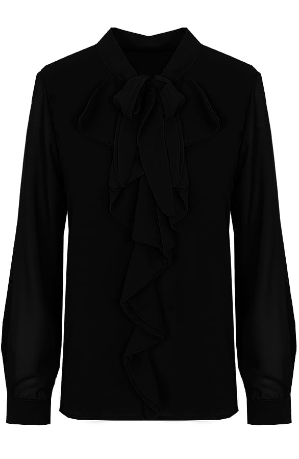 Ruches Strik Blouse Zwart – shoparchief, foto 1