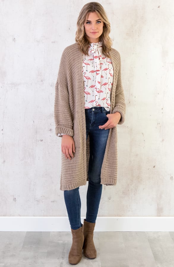 Gebreid Vest Lang Taupe – shoparchief, foto 7