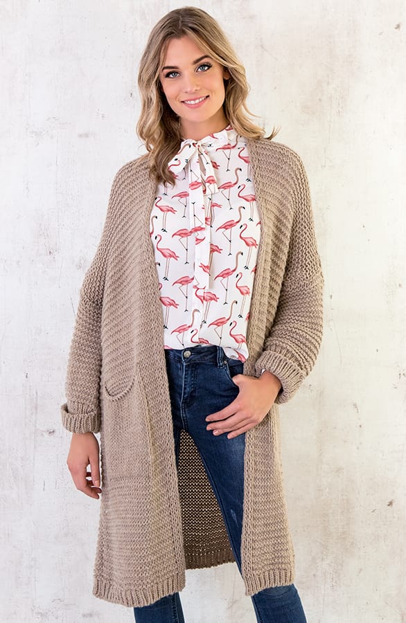 Gebreid Vest Lang Taupe – shoparchief, foto 6