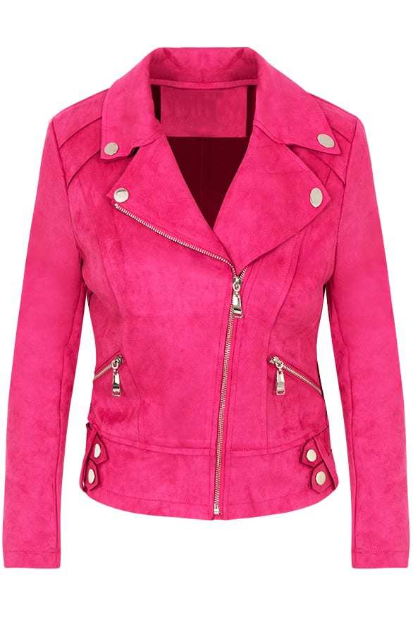 Biker Jacket Suede Fuchsia – shoparchief, foto 1
