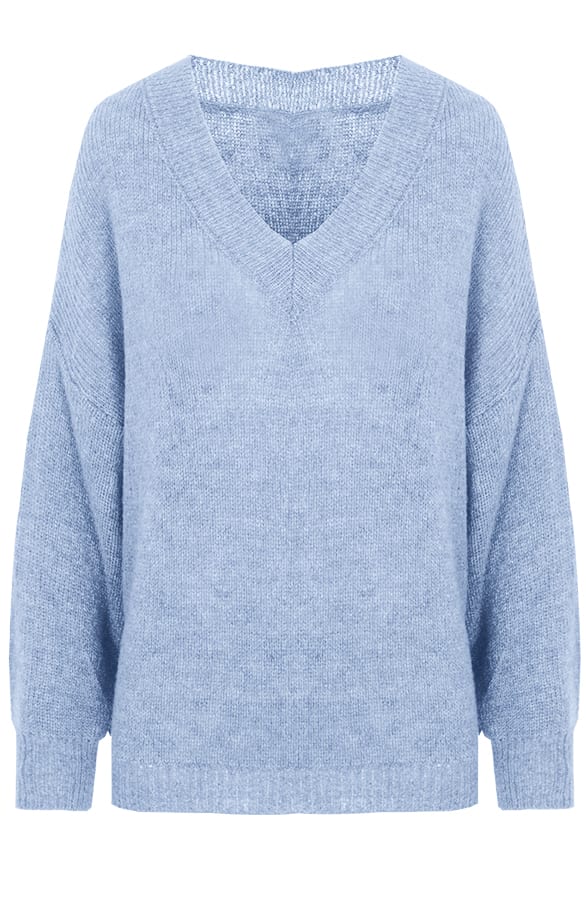 Gebreide V Trui Babyblauw – shoparchief, foto 1