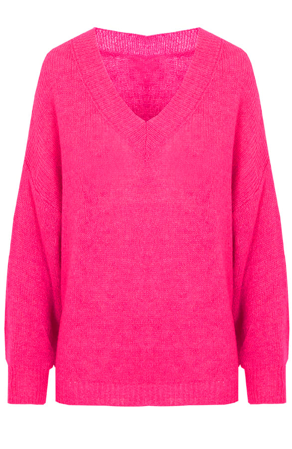 Gebreide V Trui Fuchsia – shoparchief, foto 1