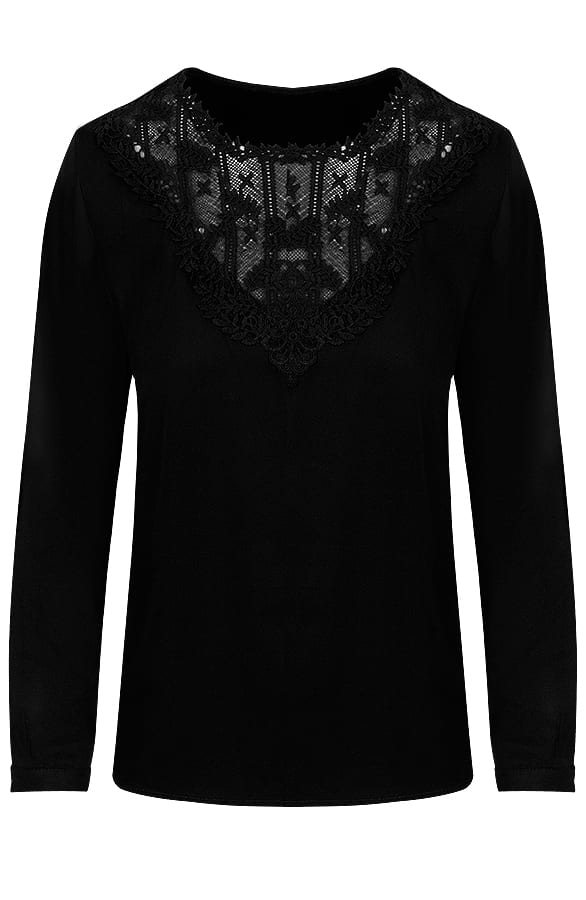 Kanten V Blouse Cross Zwart – shoparchief, foto 1