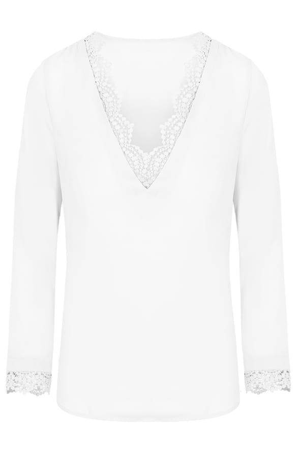 Kanten V Blouse Wit – shoparchief, foto 1