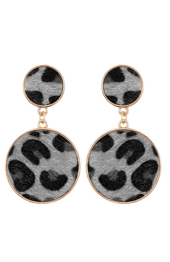 Leopard Circle Oorbellen Grijs – shoparchief, foto 1