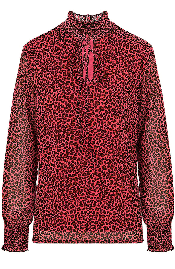 Leopard Strik Blouse Koraal – shoparchief, foto 1