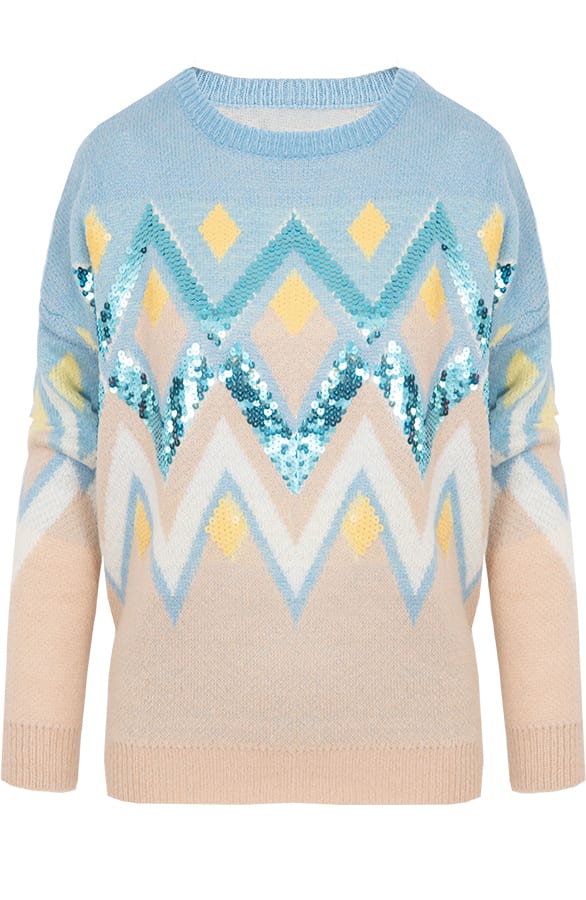 Pailletten Zigzag Trui Babyblauw – shoparchief, foto 7