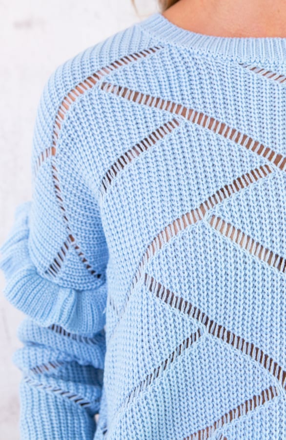 Gebreide Ruffle Trui Babyblauw – shoparchief, foto 4