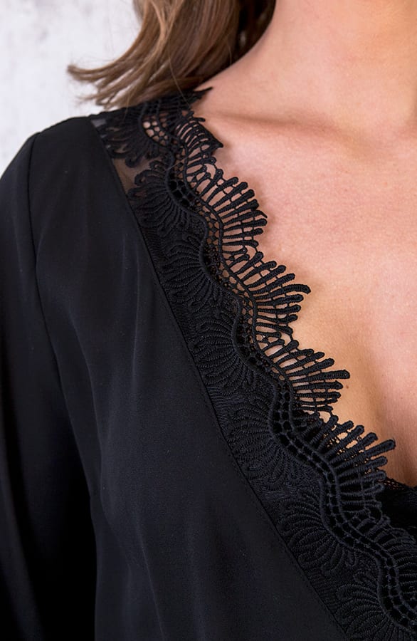 Kanten Blouse V Zwart – shoparchief, foto 3