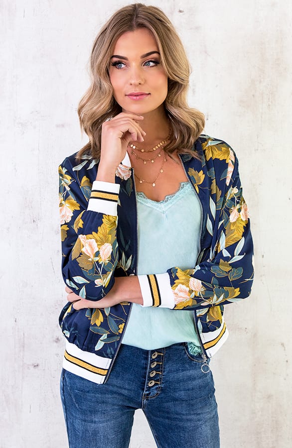 Bloemen Bomber Jasje Marine – shoparchief, foto 4