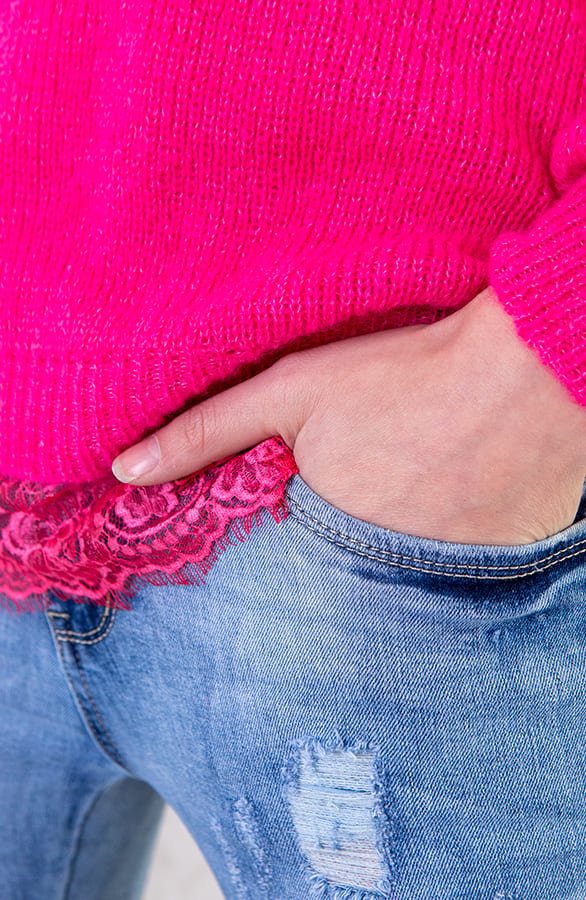 Gebreide V Trui Fuchsia – shoparchief, foto 5