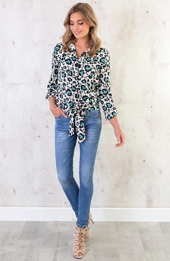 Panter Strik Blouse Beige – shoparchief, foto 5