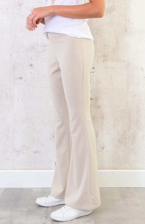 Flared Broek Dames Beige – shoparchief, foto 3