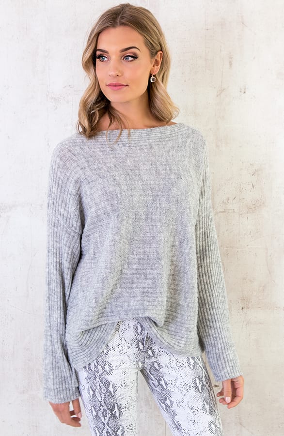 Gebreide Rib Trui Grijs – shoparchief, foto 6
