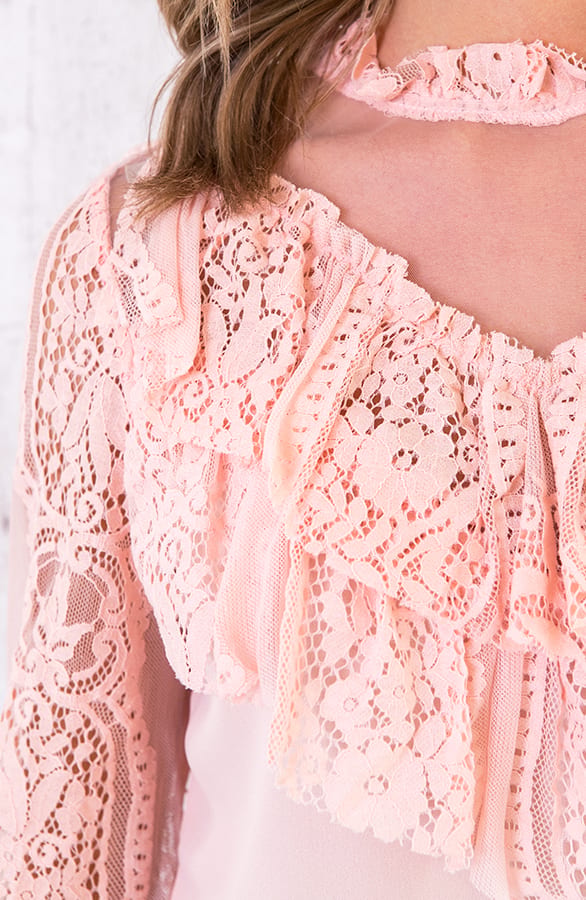 Kanten Ruches Blouse Roze – shoparchief, foto 5