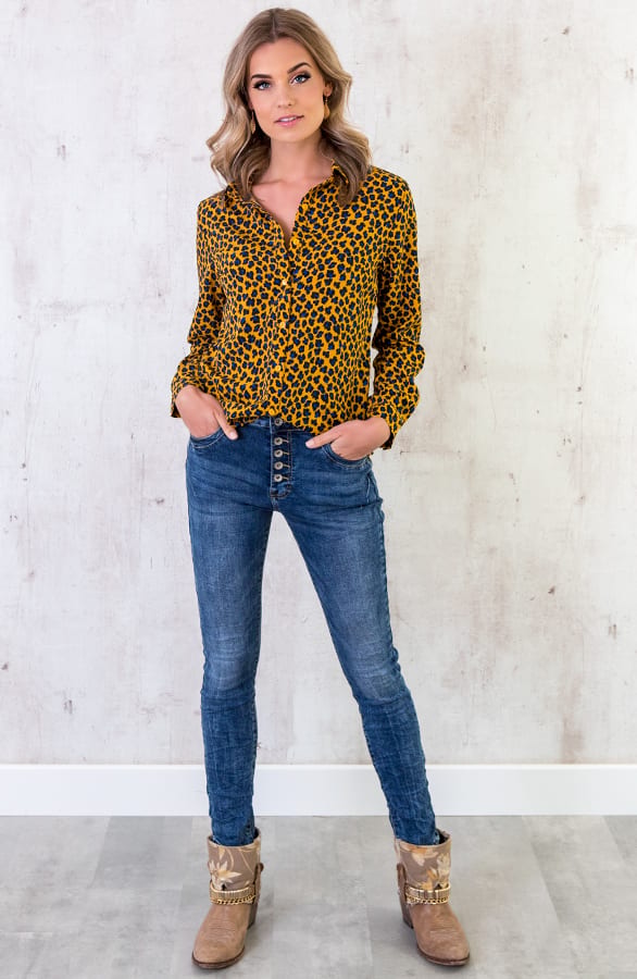 Panterprint Blouse Okergeel – shoparchief, foto 6