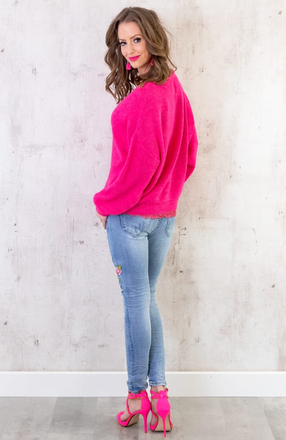 Gebreide V Trui Fuchsia – shoparchief, foto 3