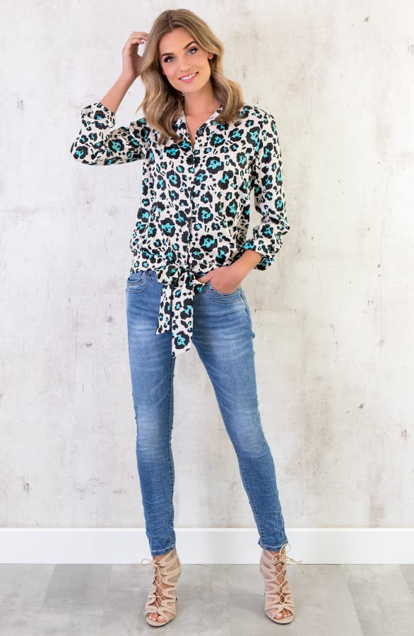 Panter Strik Blouse Beige – shoparchief, foto 7