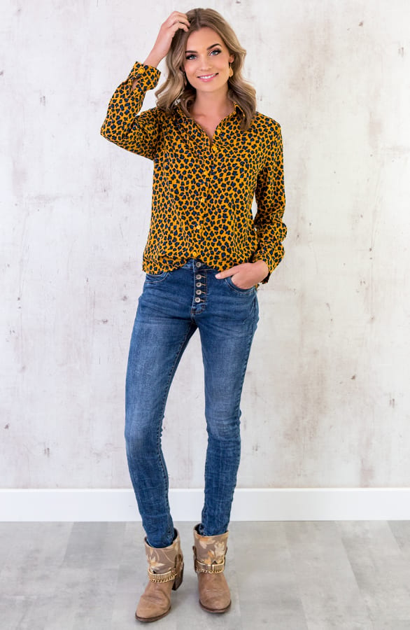 Panterprint Blouse Okergeel – shoparchief, foto 3