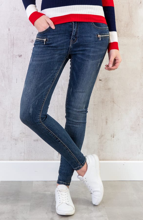 Skinny Jeans Zip Blauw – shoparchief, foto 2