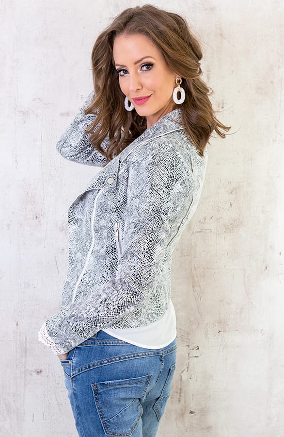 Slangenprint Biker Jacket – shoparchief, foto 2