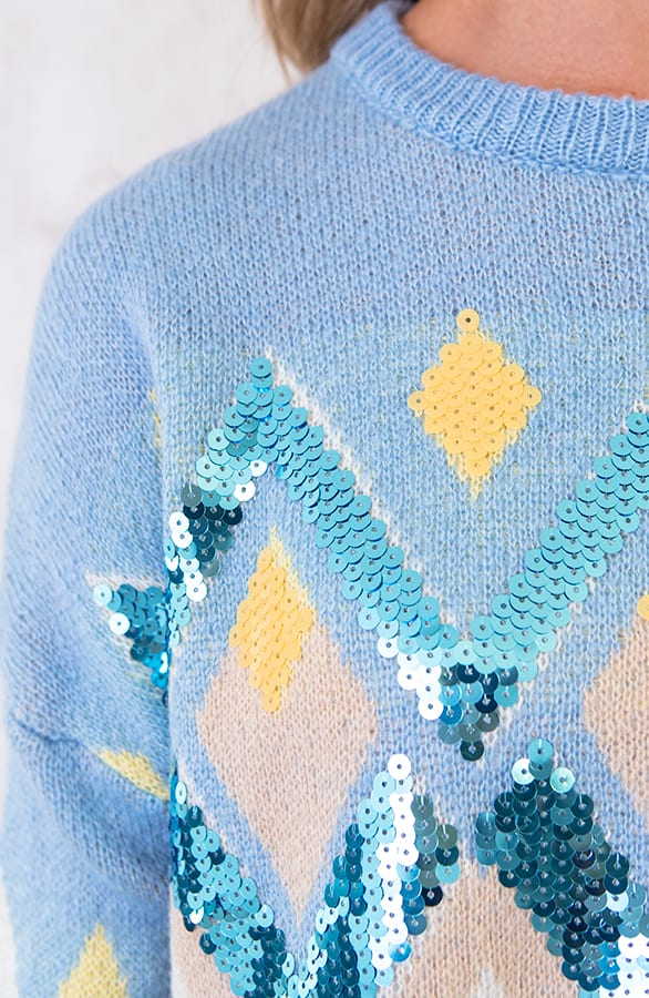 Pailletten Zigzag Trui Babyblauw – shoparchief, foto 4