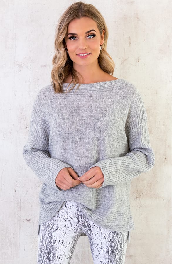 Gebreide Rib Trui Grijs – shoparchief, foto 2