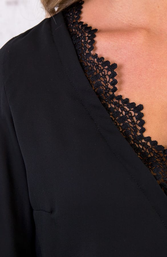 Kanten V Blouse Zwart – shoparchief, foto 4