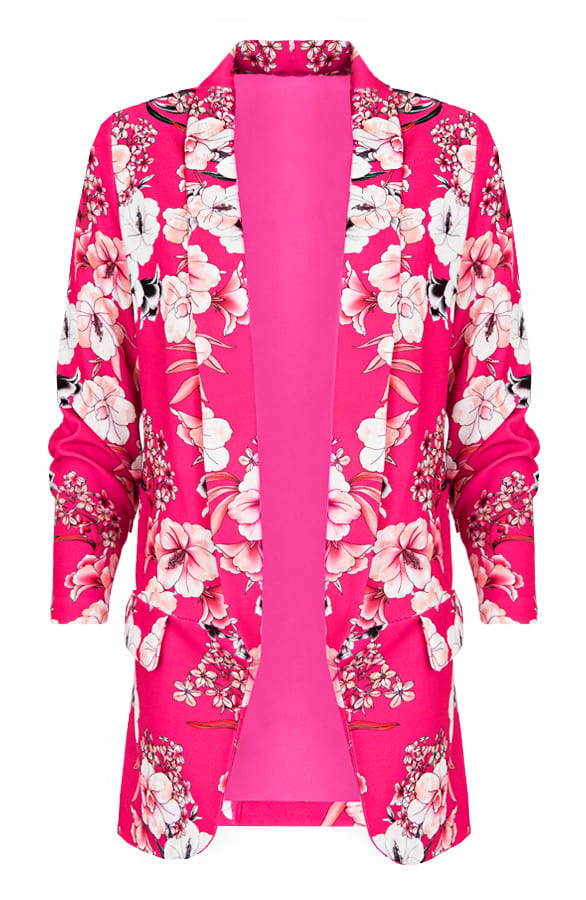 Bloemen Blazer Boyfriend Fuchsia – shoparchief, foto 1