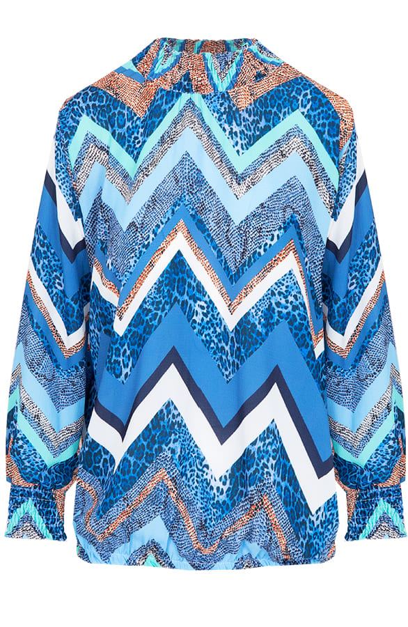 Col Zigzag Blouse Blauw – shoparchief, foto 1